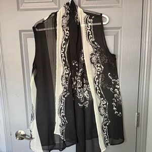 Chic Sheer Black and White Swim Coverup